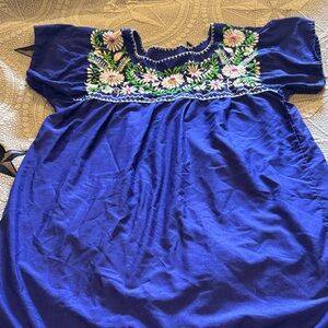 Blue Embroidered Kids Dress